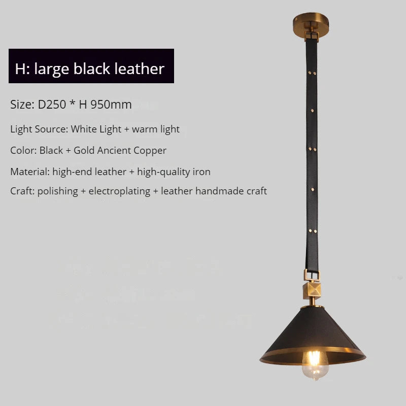 lustre moderne en cuir avec suspension lumière et verre cristal - vue 13 sur 14
