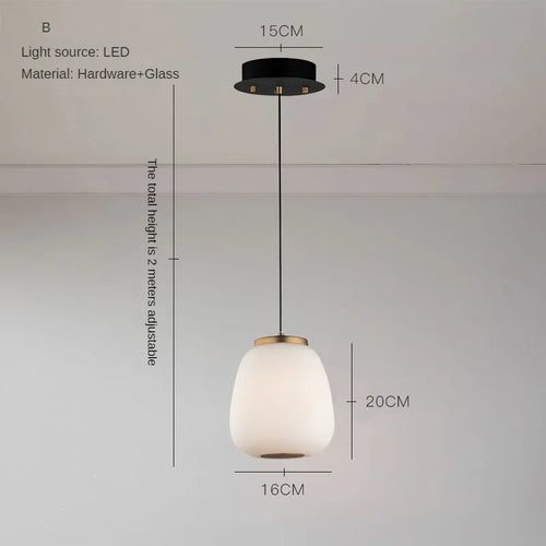 lustre led en verre design minimaliste japonais créatif et artistique - vue 10 sur 12