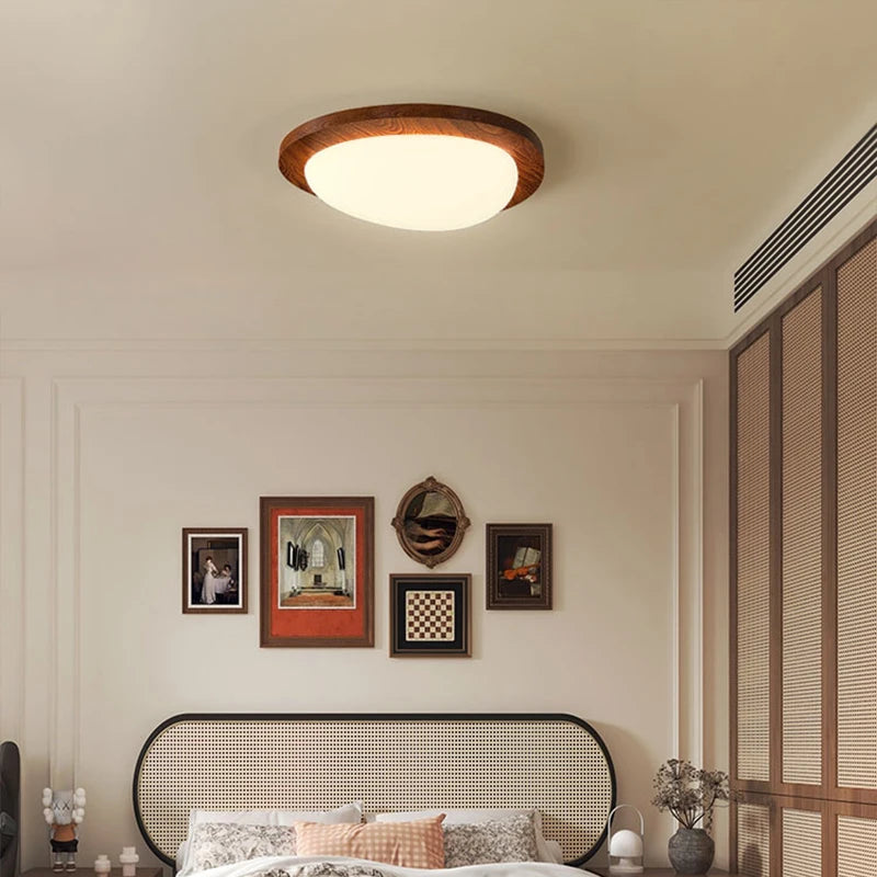 Modern minimalist wooden ceiling light with Nordic log pattern - vue 3 sur 8