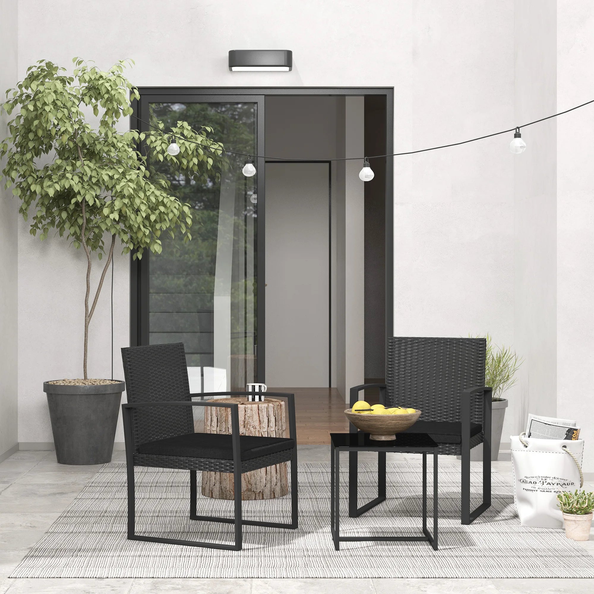 salon de jardin en rotin synthétique avec coussins confortables