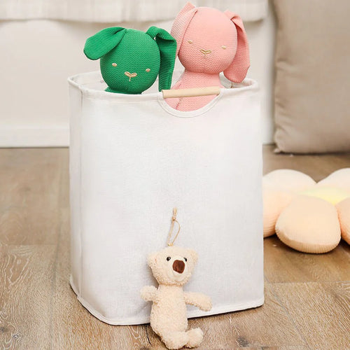 56*40*27CM Japanese Cotton Linen Dirty Clothes Basket, Folding Portable Fabric Laundry Basket，Bathroom Waterproof Storage Basket - vue 12 sur 12
