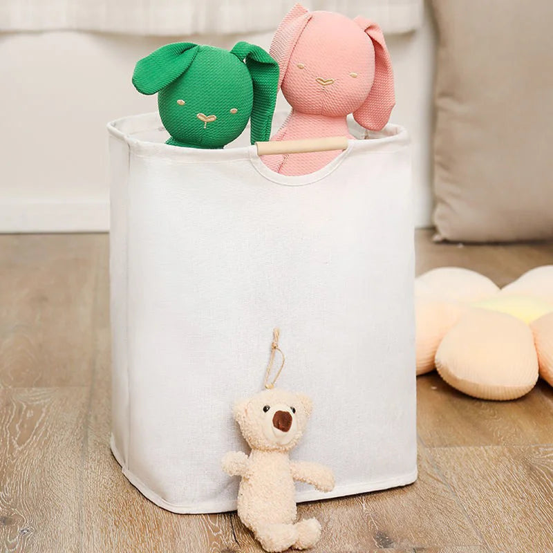 56*40*27CM Japanese Cotton Linen Dirty Clothes Basket, Folding Portable Fabric Laundry Basket，Bathroom Waterproof Storage Basket - vue 11 sur 12