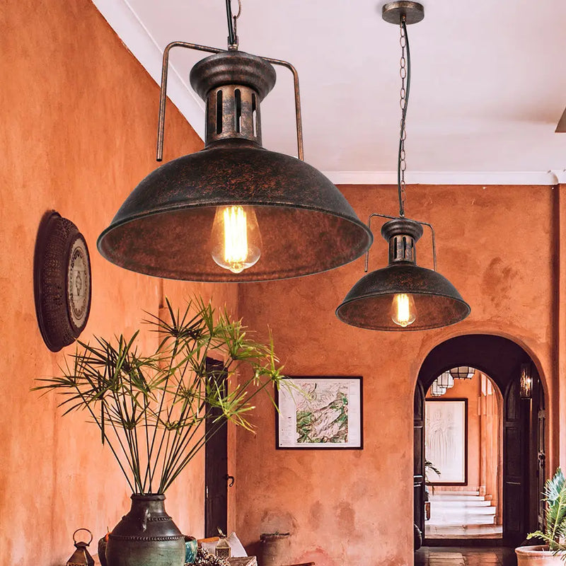 lustre rouille metal plafond maison restaur