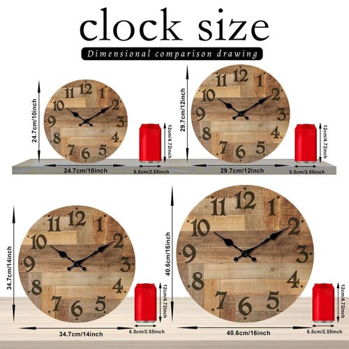 1pc Wooden veneer wall clock, Vintage style Brown wood texture design wall clock, round silent clock, suitable for living room b - vue 4 sur 7