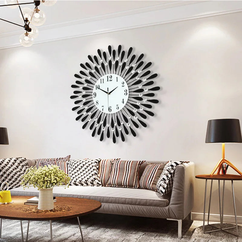 horloge murale 3D en cristal moderne silencieuse décoration intérieure - vue 5 sur 8