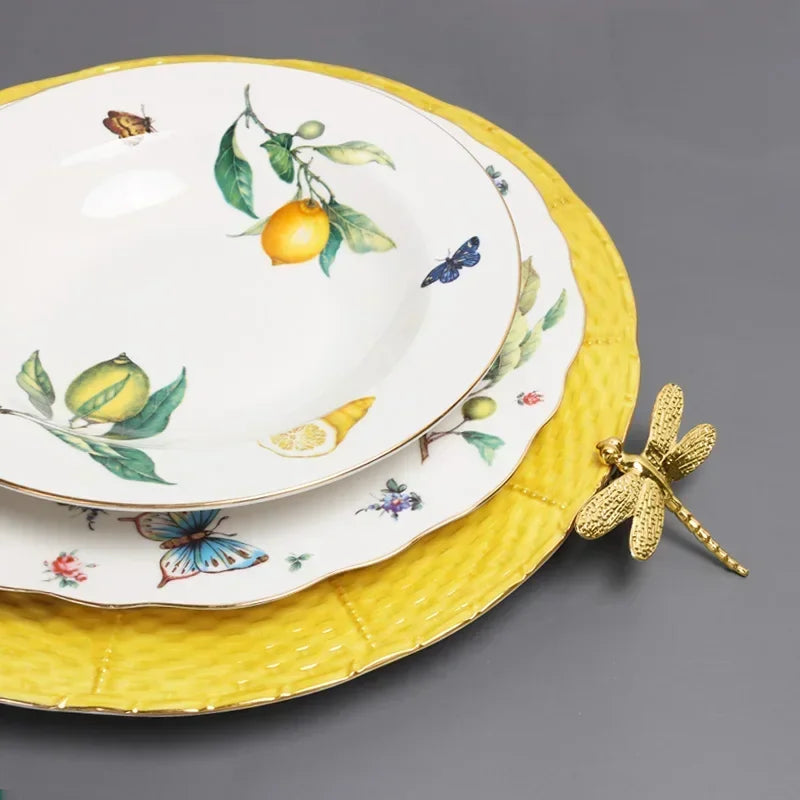 Assiette ceramique motif citron style europeen fruits desserts - vue 5 sur 6