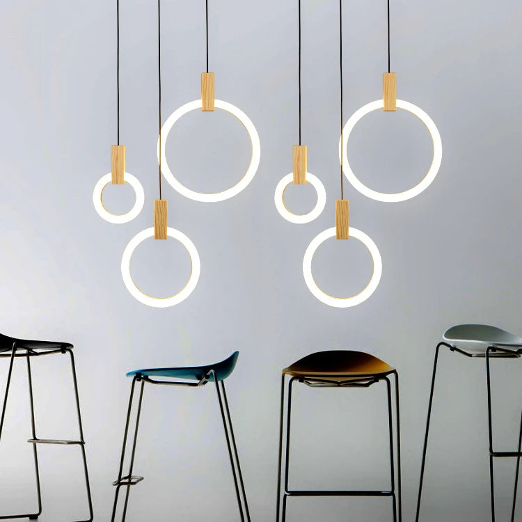 Modern Creative Led Wooden Living Room Chandelier, Bedroom Lamps Nordic Attic Chandelier, Dining Room Decorative Chandelier - vue 6 sur 6