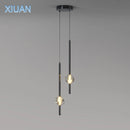 Minimalist pendant light with cube crystal decor