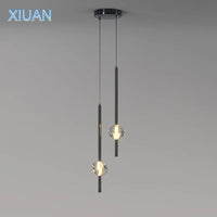 Minimalist pendant light with cube crystal decor