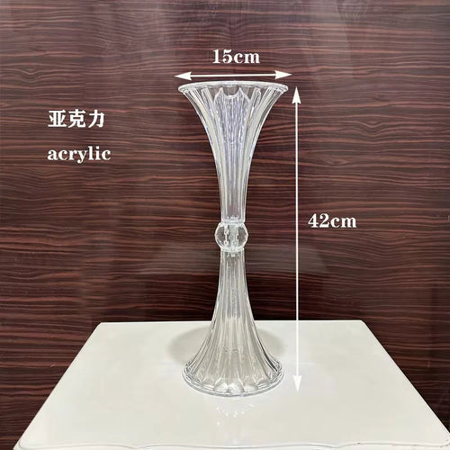 Transparent Acrylic Wedding Vases, Horn Style, Party Table Centerpiece, Family Table Decoration, High 45cm, New, 10Pcs - vue 6 sur 7