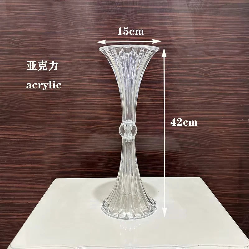 Transparent Acrylic Wedding Vases, Horn Style, Party Table Centerpiece, Family Table Decoration, High 45cm, New, 10Pcs - vue 5 sur 7