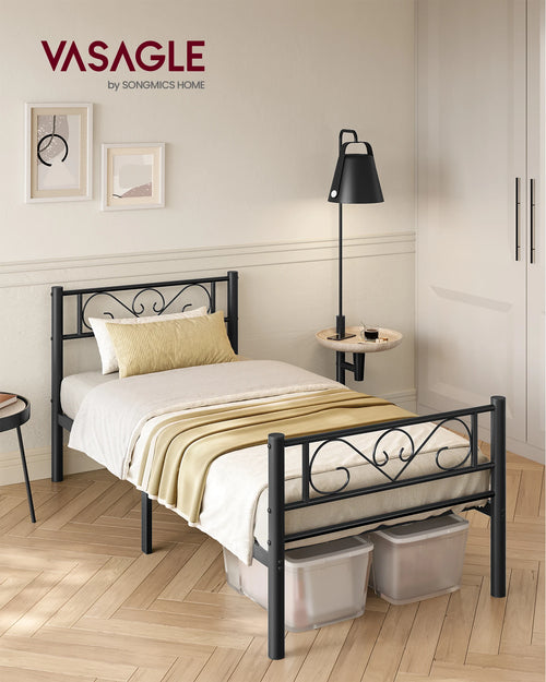VASAGLE Single Bed Frame, Metal Bed Frame, Fits 90 x 190 cm Mattress, Easy Assembly, for Small Spaces, Guest Room - vue 2 sur 8