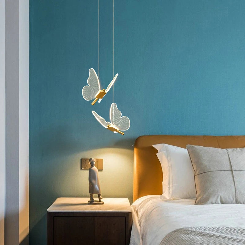 Lustre Papillon LED Acrylique Salle Escalier Suspension - vue 6 sur 12