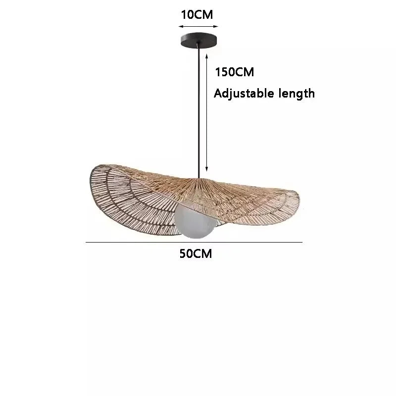 Wabi sabi style pendant light, rattan woven light, dining room home decoration, bedroom living room pendant light - vue 11 sur 15