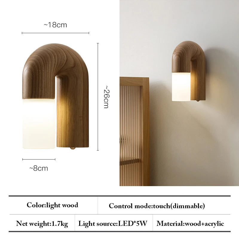 Vintage wood and acrylic wall lights for interior decoration