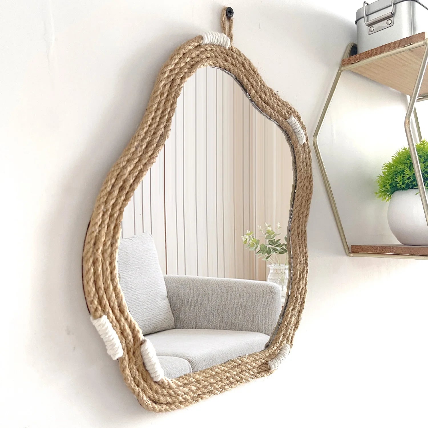 miroir décoratif nordique tissé à la main mural créatif et original - vue 5 sur 7