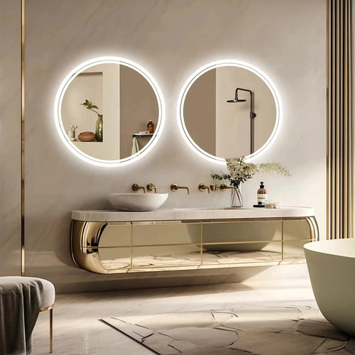 Smart LED Bathroom Mirror, Round Mirror Surface, Wall Mounted Makeup Mirror, Touch  Adjust Brightness, Safer Gift Box Packaging - vue 5 sur 8