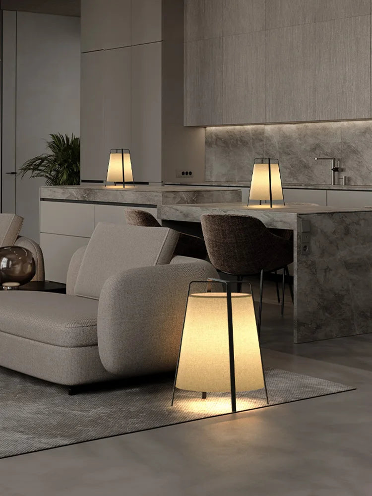 lampadaire japonais rétro en tissu design moderne élégant - vue 7 sur 8