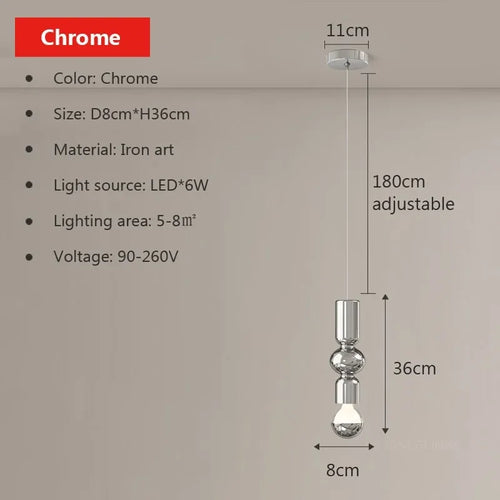 Minimalist Nordic LED pendant light for elegant interiors - vue 13 sur 12