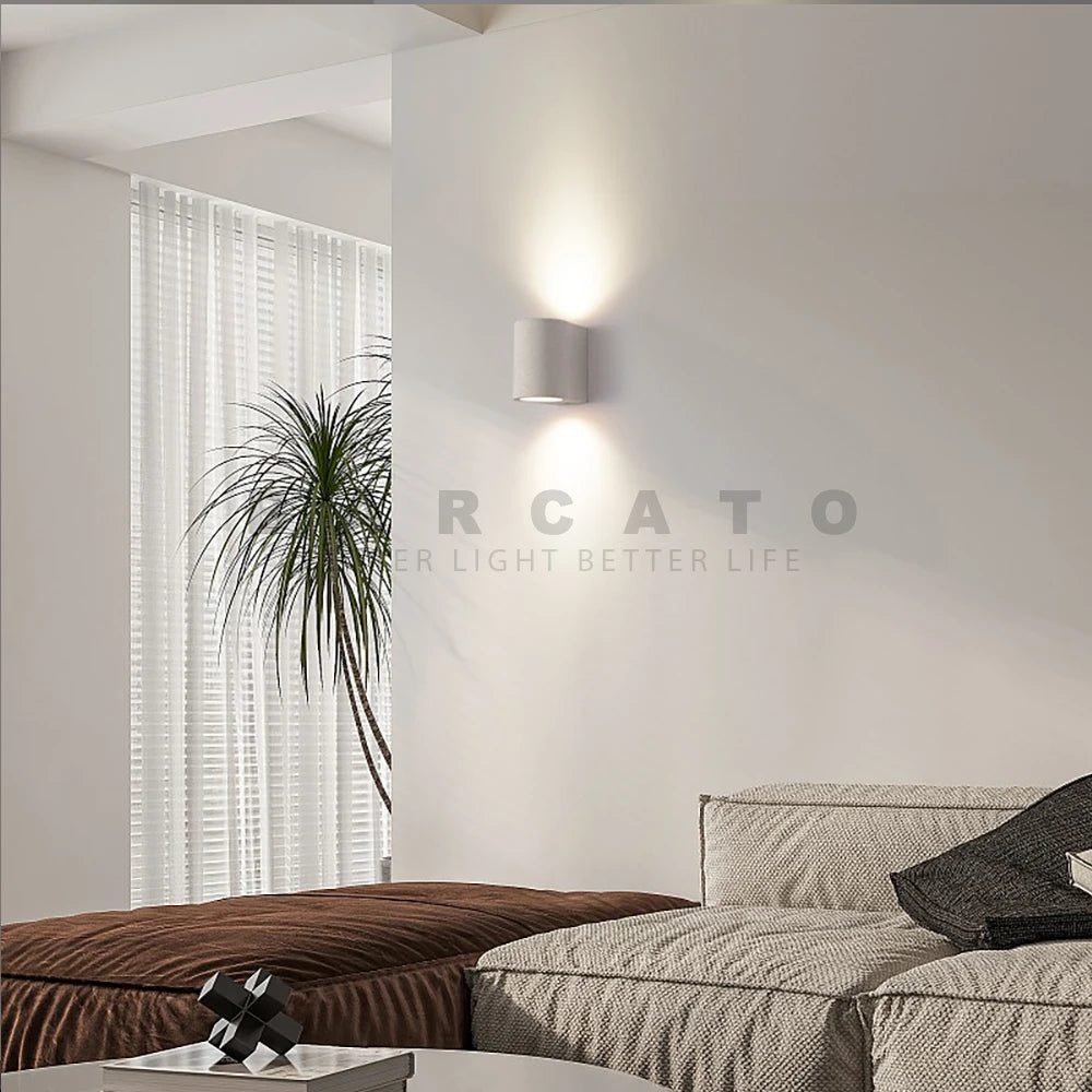 applique led minimaliste en ciment et pierre