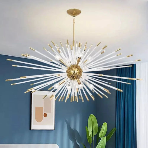 lustre de luxe design cristal pissenlit led pour décoration intérieure