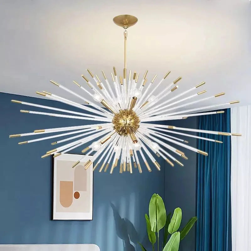 lustre de luxe design cristal pissenlit led pour décoration intérieure - vue 2 sur 12