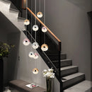 Modern minimalist long acrylic sphere chandelier for nordic villa