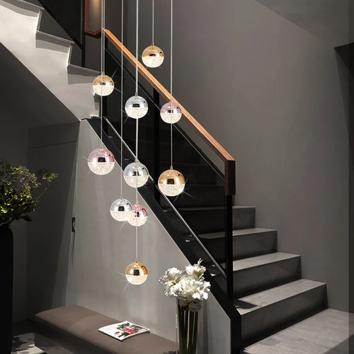 Modern minimalist long acrylic sphere chandelier for nordic villa - vue 2 sur 10