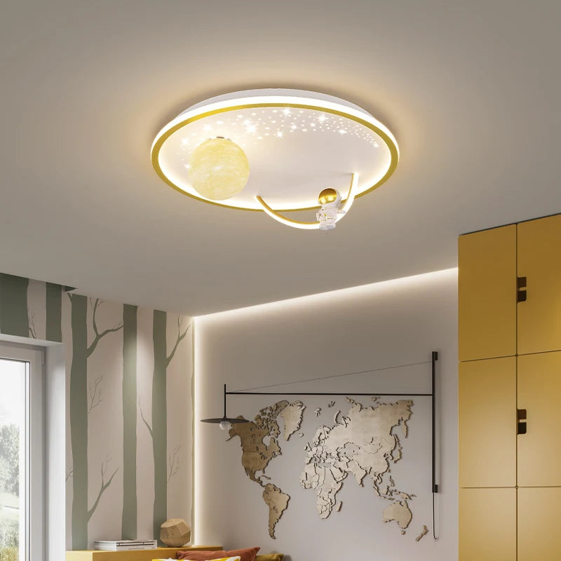 Modern minimalist astronaut planet decorative ceiling light for children - vue 5 sur 12