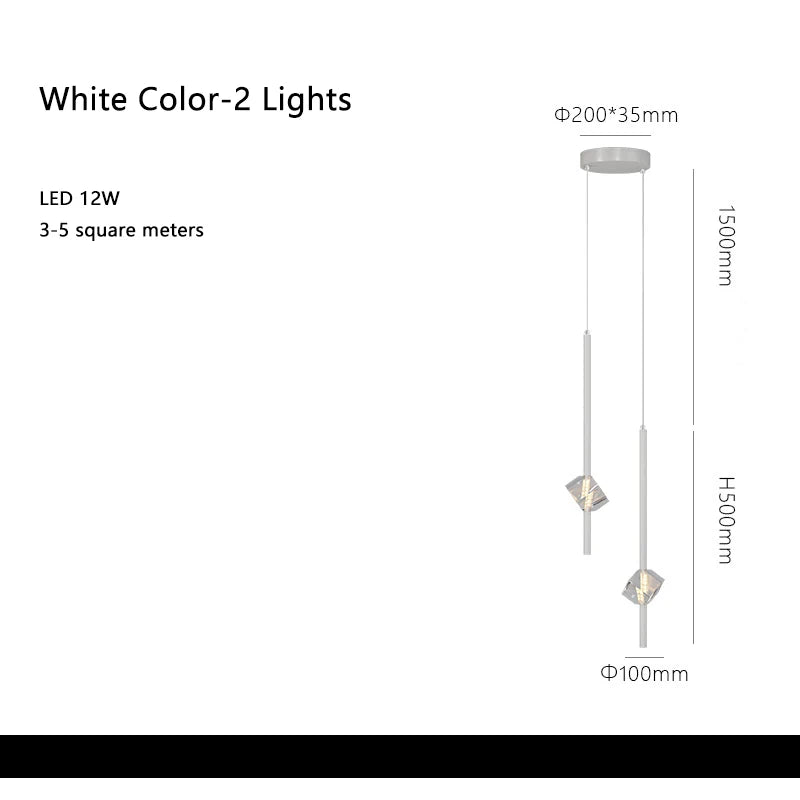 Minimalist pendant light with cube crystal decor - vue 11 sur 12