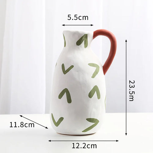 Hand-painted Milk Pot Ceramic Vase, Living Room, Porch, Desktop, Flower Arrangement Container, Homestay Decoration Handicraft - vue 10 sur 9
