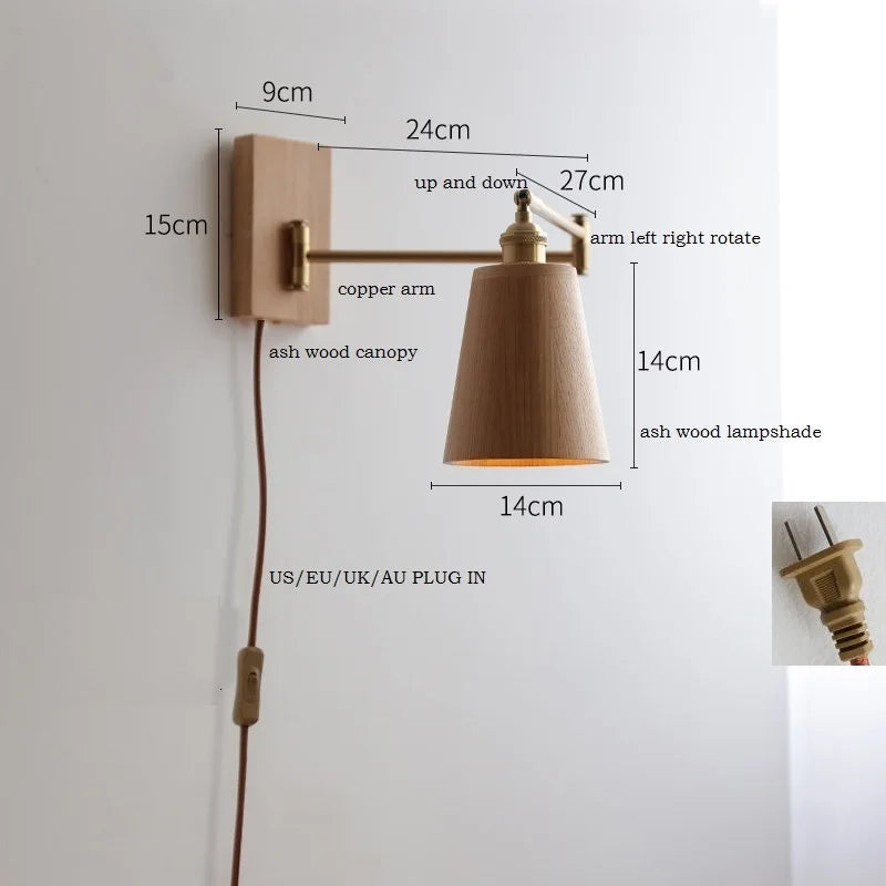 Applique murale LED en bois de frêne et de noyer - vue 8 sur 23