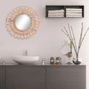 Wall Mirror, Round Wicker Rattan Decorative Mirror, Rustic Natural Rattan Wall Decor with Mounted Frame for Bathroom Hallway