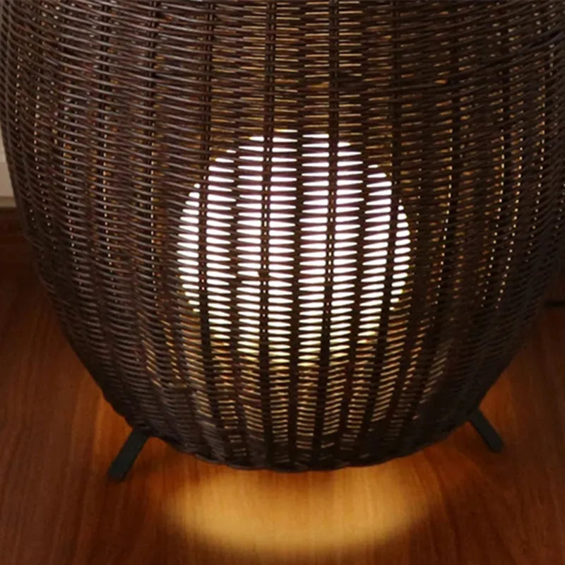lampadaire en rotin naturel fait main pour intérieur et extérieur - vue 7 sur 14