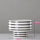 Black and White Striped Ceramic Vase, Flower Pot Decoration, Home and Living Room Decoration, Creative Geometric Striped Vase