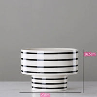 Black and White Striped Ceramic Vase, Flower Pot Decoration, Home and Living Room Decoration, Creative Geometric Striped Vase
