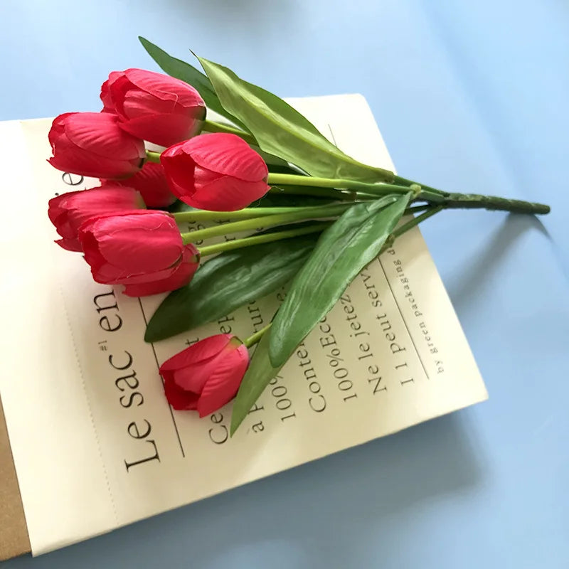 bouquet de tulipes artificielles pour mariage et décoration intérieure - vue 7 sur 11