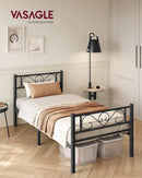 VASAGLE Single Bed Frame, Metal Bed Frame, Fits 90 x 190 cm Mattress, Easy Assembly, for Small Spaces, Guest Room, Black