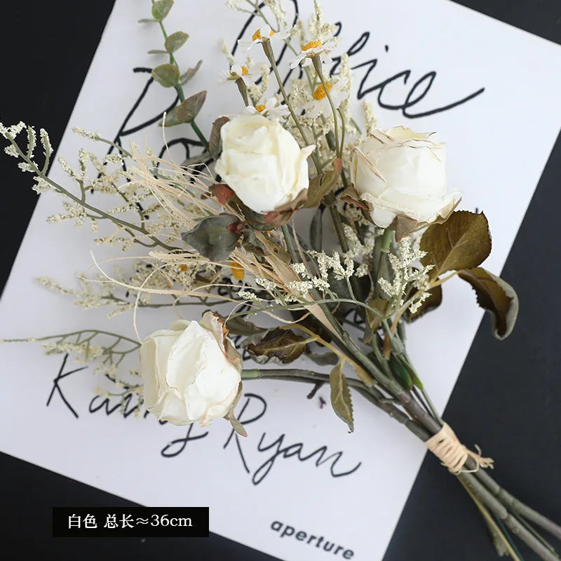 Vintage artificial silk rose flowers for wedding decoration
