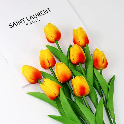5 Bundles Vibrant Real Touch Artificial Tulips -Faux Flowers - &Home Accent - Weddings,Mother's Day,Valentine's Day - vue 9 sur 10