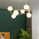 Nordique créatif boule de verre lustre circulaire salon chambre lumière enfants étude magasin de vêtements Restaurant haricot magique