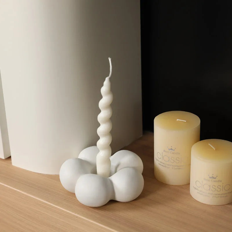 bougeoir en céramique chandelier en forme de fleur décoratif et pratique - vue 5 sur 10