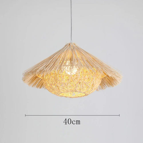 Chinese rattan pendant light, hand woven straw hat lampshade pendant light, living room decoration, indoor lighting fixtures