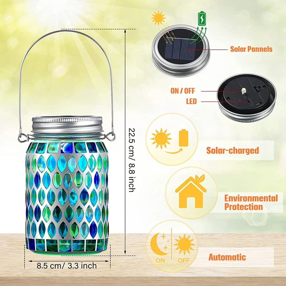 lanterne solaire décorative pour jardin en mosaïque - vue 5 sur 12