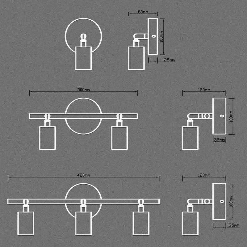 applique murale industrielle rétro multi-têtes minimaliste led - vue 11 sur 12