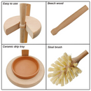 Wood Toilet Brush and Holder Set, Wood Toilet Bowl Cleaner Brush for Bathroom, Toilet Scrubber with Stand