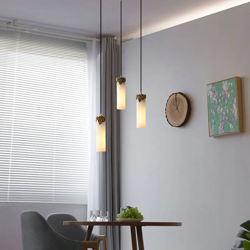 suspension en marbre naturel et cuivre pour intérieur - vue 4 sur 8