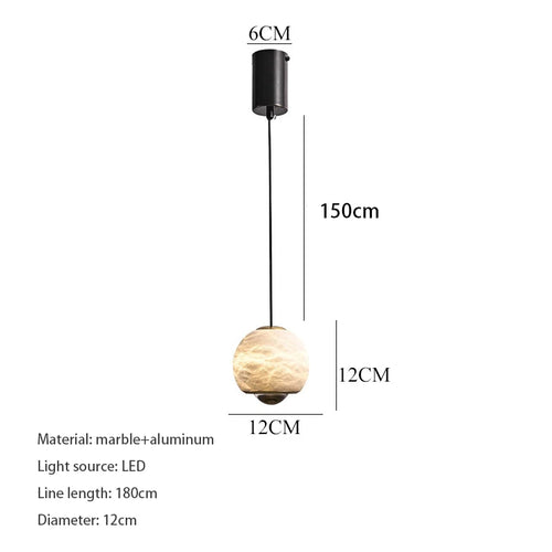 High end Nordic postmodern design bedside lamp, Spanish marble entrance balcony small pendant lamp, industrial style restaurant - vue 6 sur 7