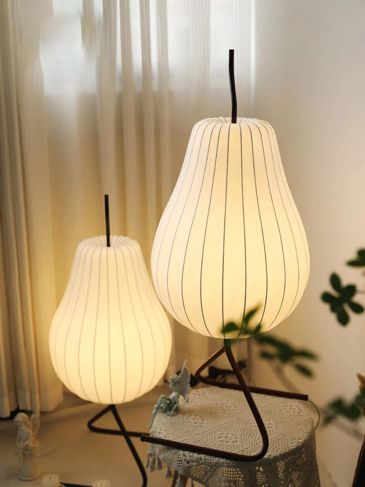 lampe de sol wabi sabi style japonais en soie décoration intérieure - vue 2 sur 8