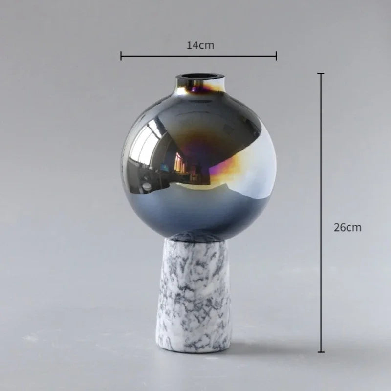 vase en verre marbré style chinois pour décoration intérieure élégante - vue 7 sur 8